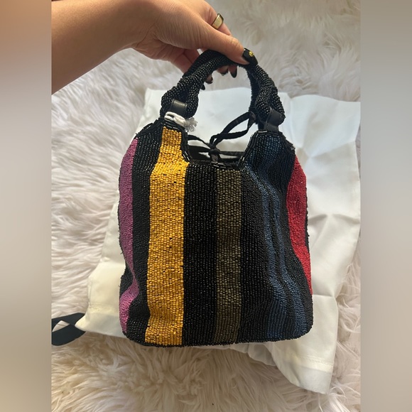 STAUD BEADED COTE BAG NEW WITH TAGS LIMITED COLORWAY - Picture 4 of 7